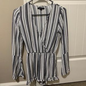 Black and white stripped romper